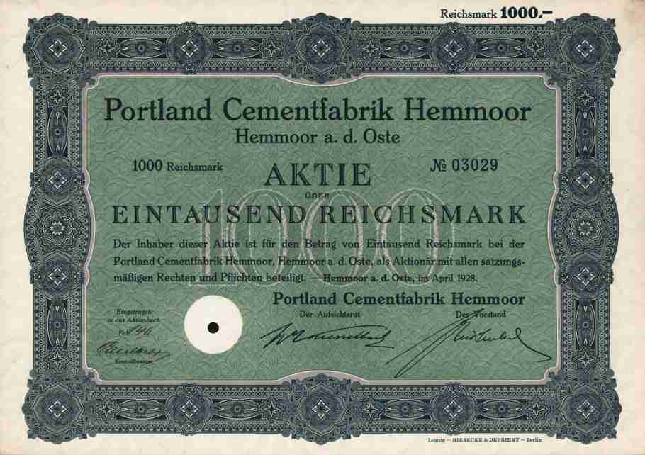 Portland Cement Hemmoor Ag 1928 Oste Holcim Germania Hannover Stade Alsen Beton Ebay